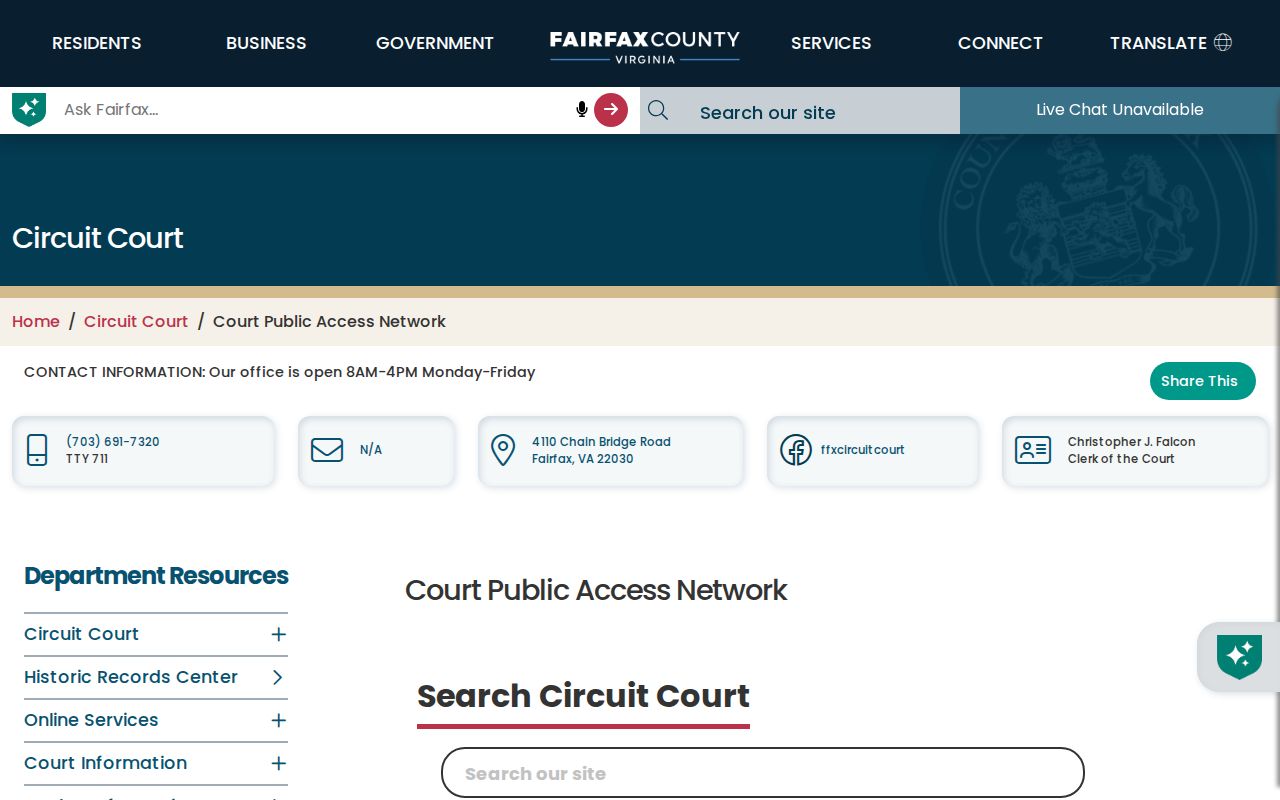 Centreville resident records Fairfax CPAN deed index route