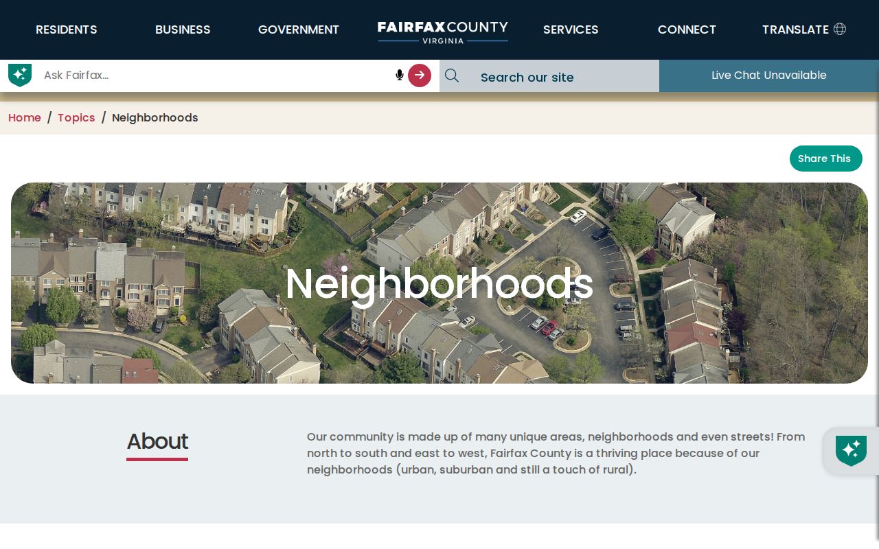 Centreville neighbors community association resources on Fairfax County page